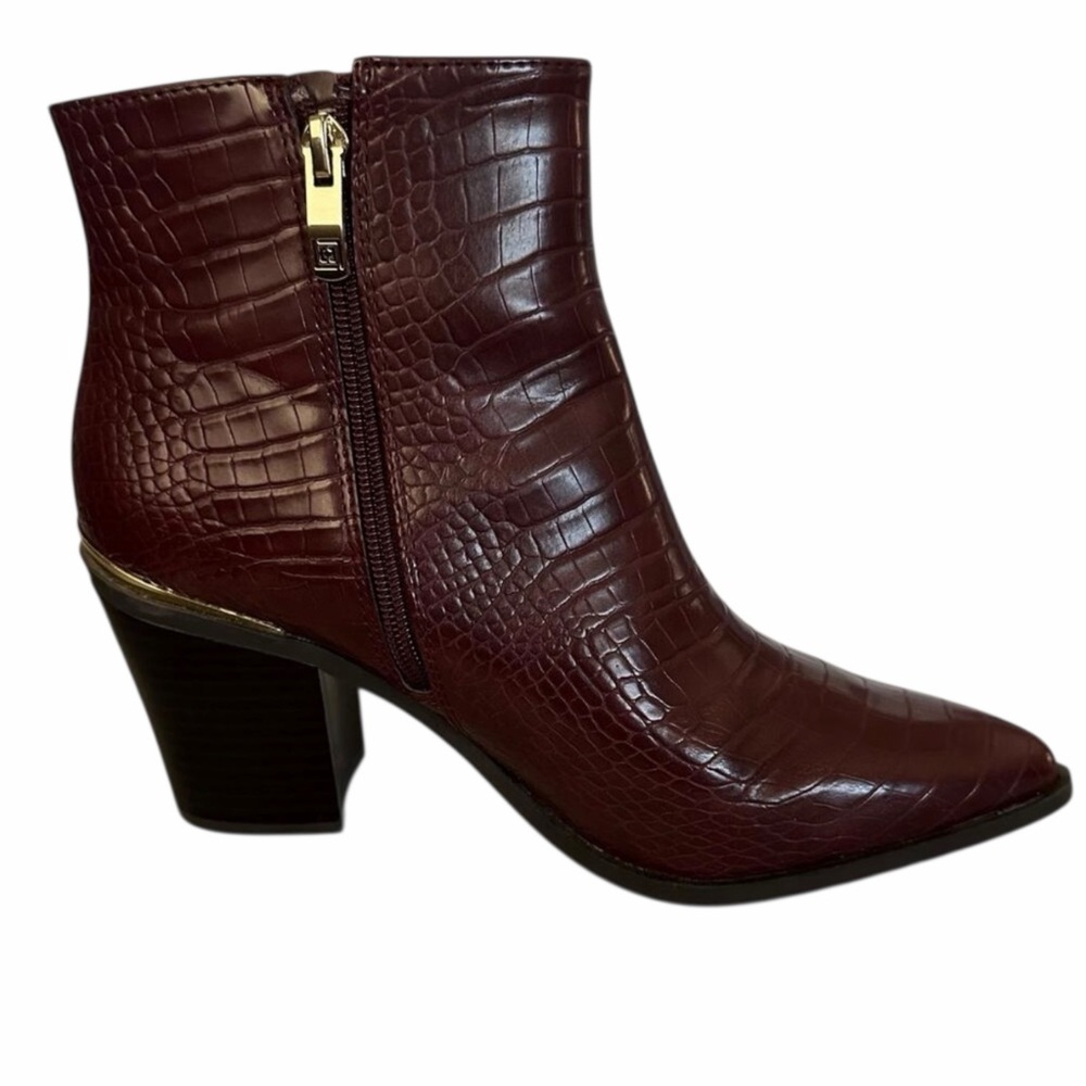 Liz Claiborne red brown croc print faux leather pointed toes 3.5” heels size 8.5 - Picture 2 of 13